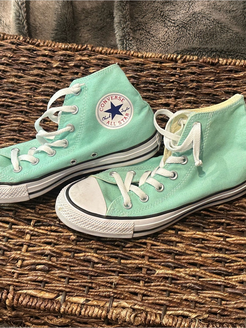 Converse High Top Sneakers Mint Green with White Accents